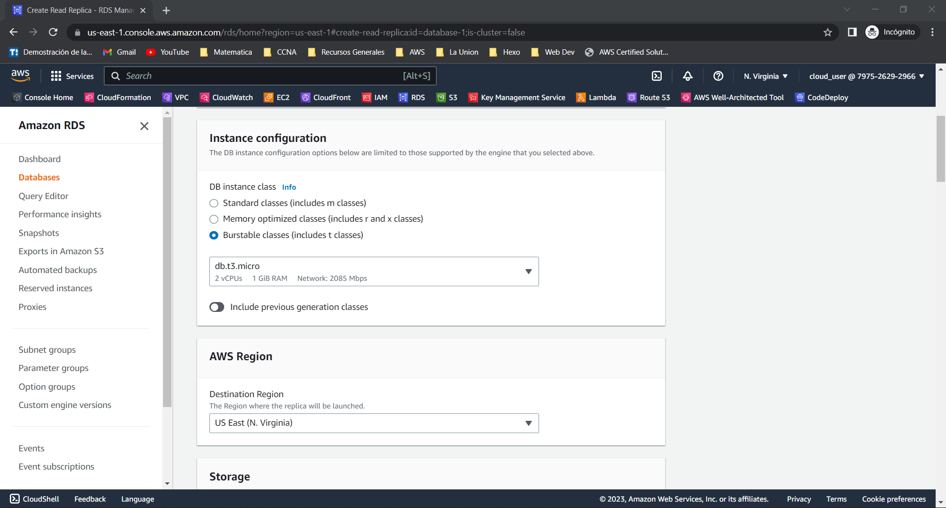 Configuración de la región para la réplica