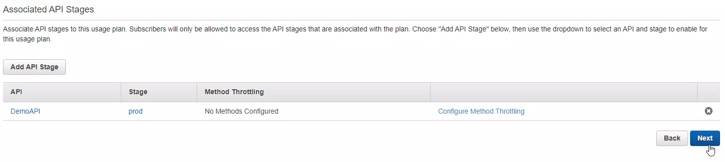 Configuración del API Stage